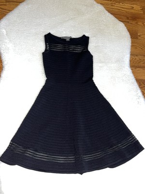 French Connection NEW Ribbed Stretch Fit & Flare Black Sleeveless Dress- Size 2