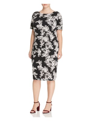 Женское черное платье-футляр с V-образным вырезом сзади и коротким рукавом на подкладке от VINCE CAMUTO Плюс 3X