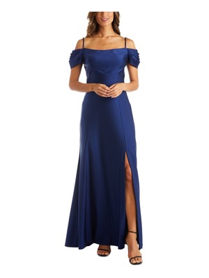 

NIGHTWAY Женские открытые плечи с коротким рукавом и квадратным вырезом Maxi Formal Fit + Flare, Navy