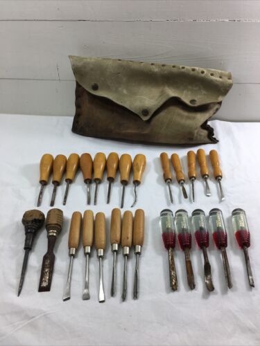 Assorted Lot of Vintage Woodworking Wood Carving Tools