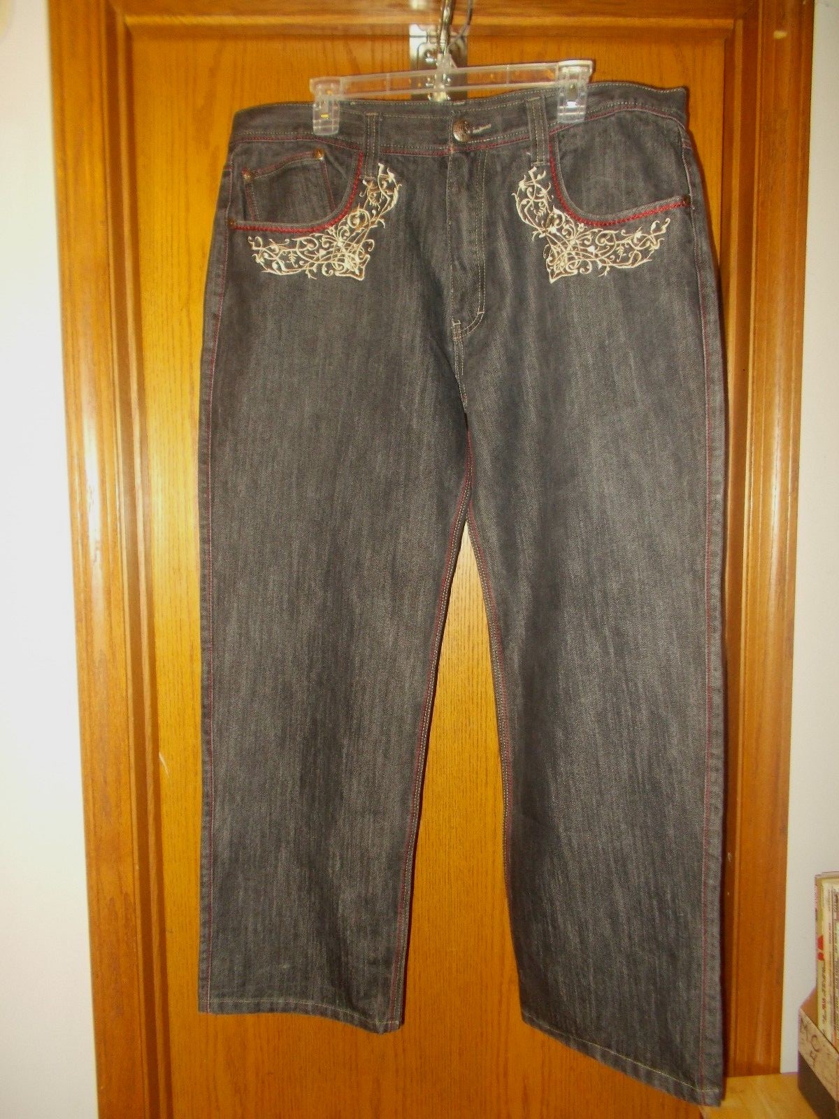 IMPERIOUS/ DEEP TRADING INC EMBELLISHED DENIM JEANS SZ W 40/L 32