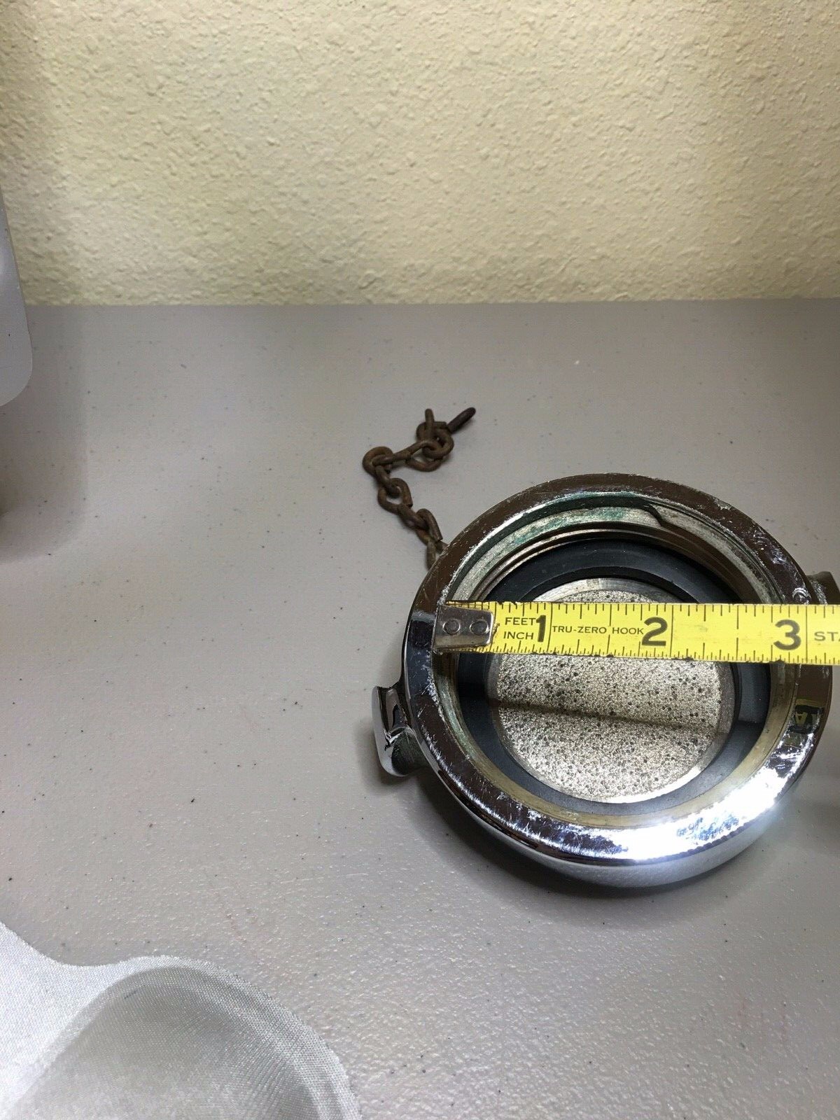 Vintage Fire Hose Connector End Piece Cap With Chain -Nice