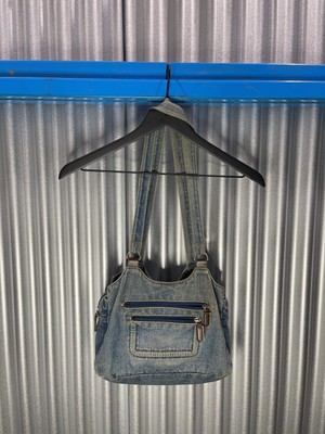 Washed Blue Denim Multi-Pocket Handbag