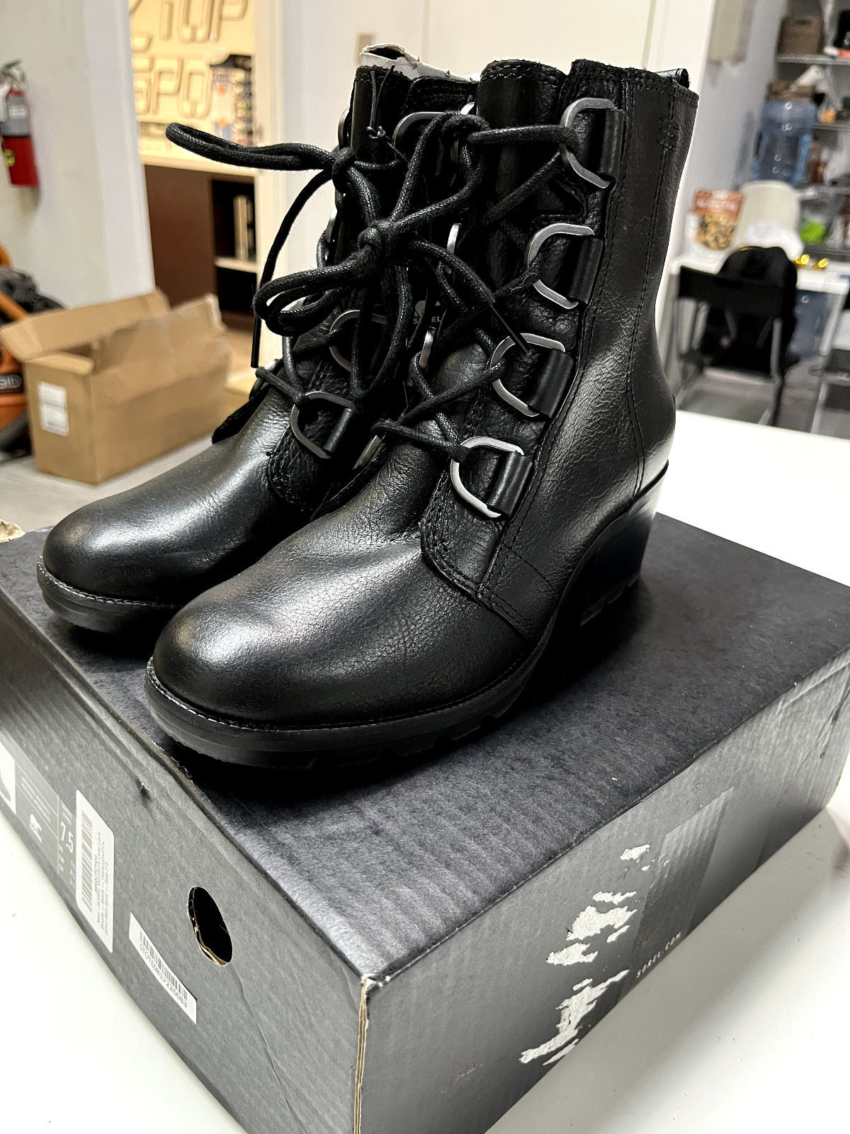 Sorel Cate Lace Up Black Ankle Boots Size US 7.5- Med. | eBay