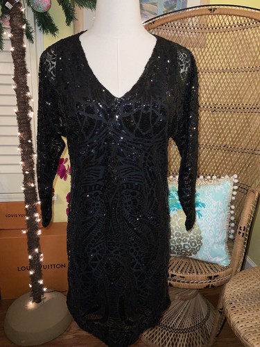 Pre-owned Lilly Pulitzer Leclair Dress Onyx Sequin Sea Swirl Mesh Size M,l,xl ❤️‍? In Black