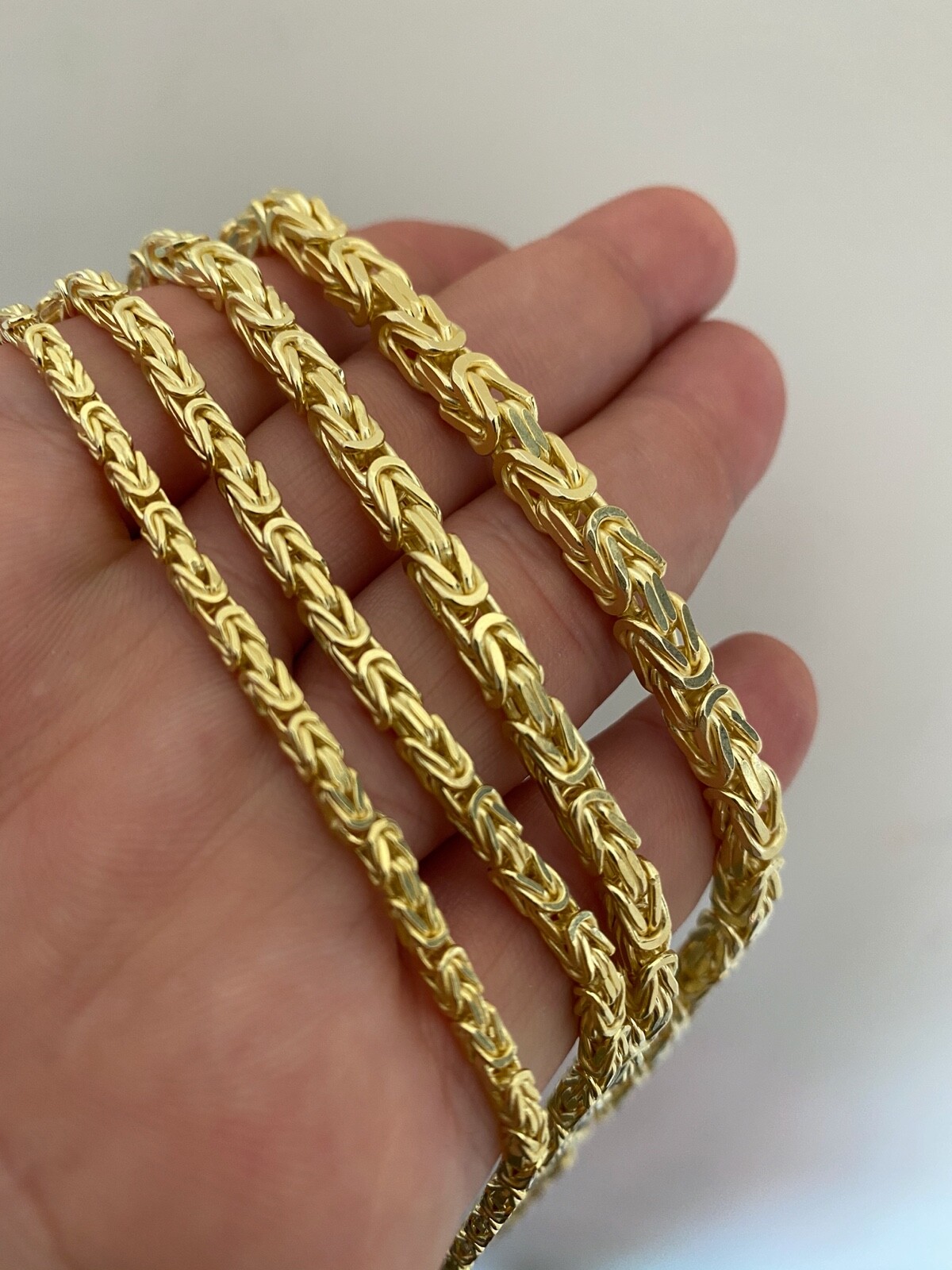 Pre-owned Silver 14k Gold Plated 925 Sterling  Byzantine Chain Mens Necklace 2.5-5mm 18-30"