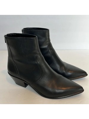 

LOEFFLER RANDALL Женские черные кожаные ботинки на молнии с острым носком в стиле вестерн Joni, Черный, JONI-VA