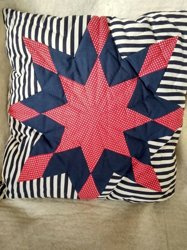 Quilted Throw Pillow Stars Flower 70s Retro Look Mid Century Modern