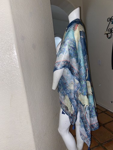 NWOT CITRON SANTA MONICA Asian Inspired Crane Microfiber Open Wrap Shawl OSFM