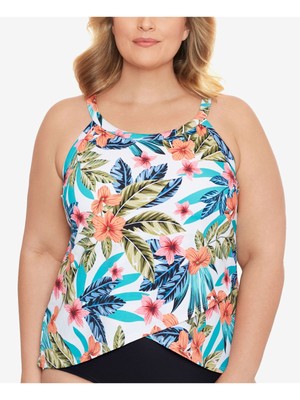 

SWIM SOLUTIONS Женский белый купальник с тропическим принтом Montego Bay Tankini Top
