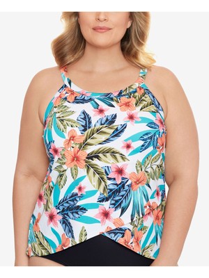 SWIM SOLUTIONS Женский белый купальник с тропическим принтом Montego Bay Tankini Top 18W