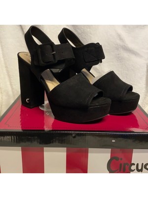 CIRCUS BY SAM EDELMAN Женские черные сандалии Kasey с открытым носком и логотипом на блочном каблуке, размер 5 м