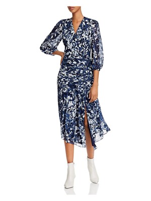 

SHOSHANNA Женское темно-синее платье-футляр миди с рукавами 3/4 и присборенной талией на подкладке и разрезом по подолу, Navy