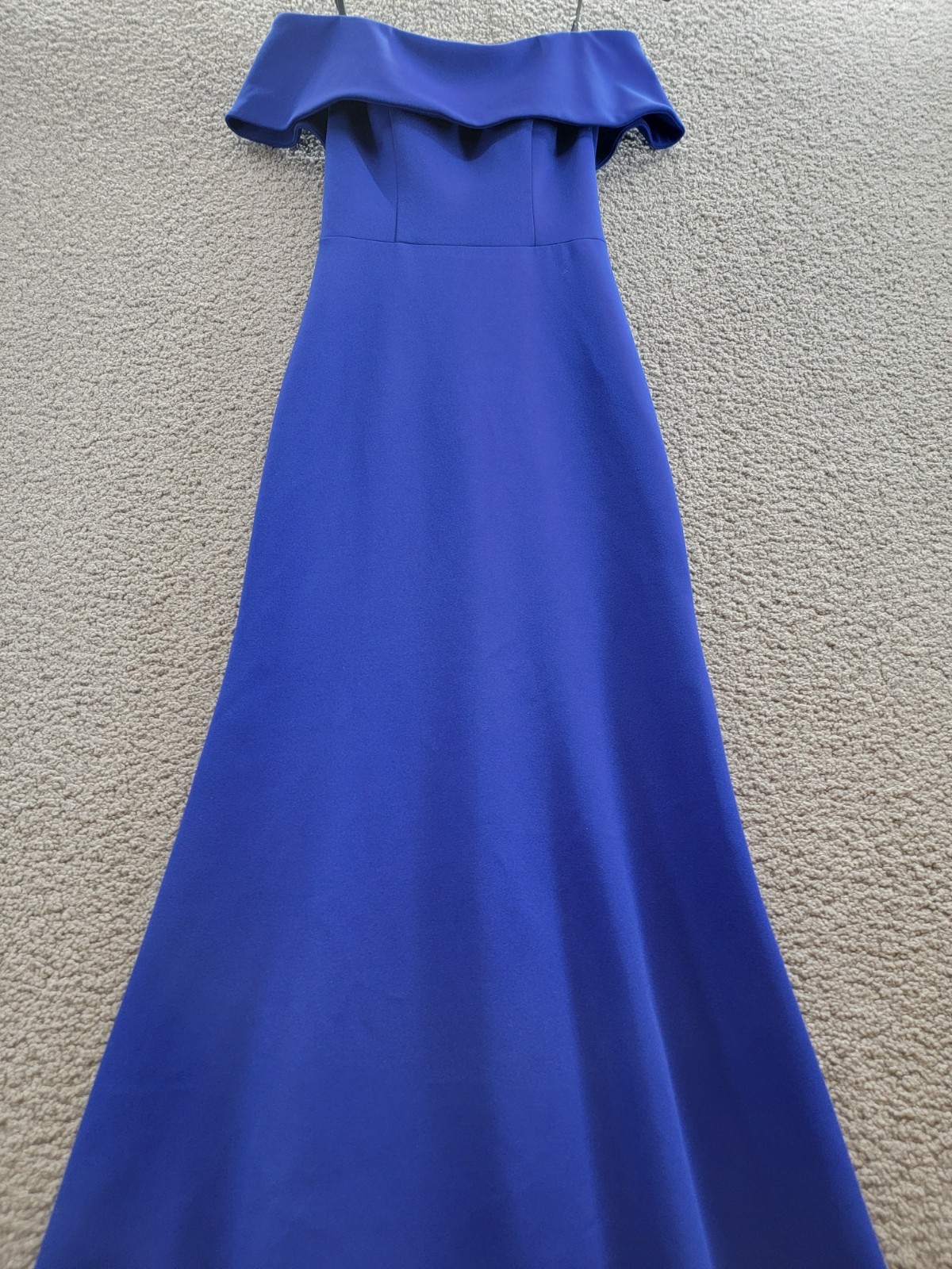 AQUA Off-the-Shoulder Scuba Crepe Gown Women's 2 Marine Back Zip Closure S/S - Picture 6 of 20