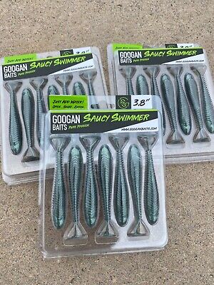 (3) Googan Saucy Swimmer 3.8'' Paddle Tail Swimbait - Like Keitech (Pick Color)