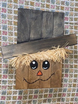 '' GUMBY'S GIFTS'' Scare Crow. Hand Crafted on 1/8'' Thick Birch wood.