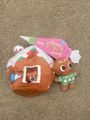 Bark Box Dog Toys Home Treat Home Gingerbread House & Man squeaks and crinkle sm