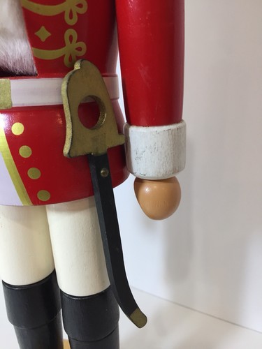 Vintage Volkskunst Erzgebirge German Christmas Wood Nutcracker Soldier 13.5 Tall