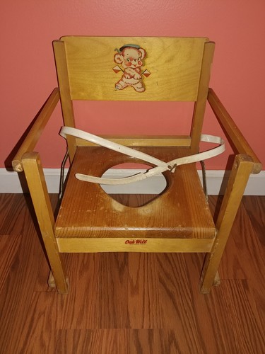 Vintage OAK HILL Wood Fold Up Childs Potty Training Seat Children's Chair