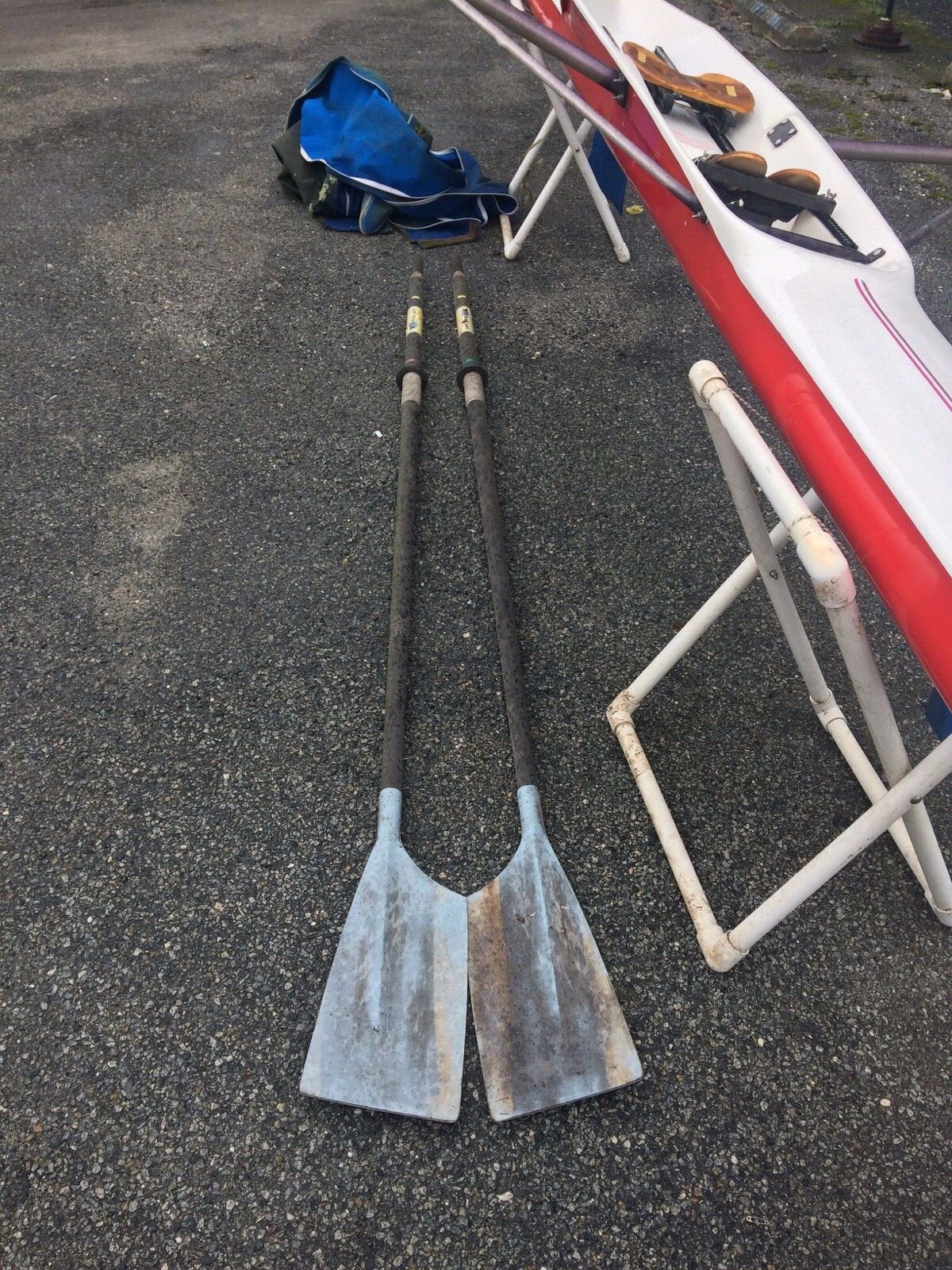 26' Single Scull Rowing Boat Sculling Racing Oars Cover Stand Row Olympus Repair