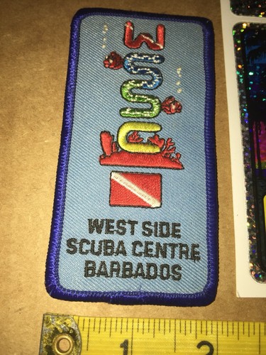 WSSC Old Vintage Barbados Scuba Patch & Metallic Metalflake Decal Sticker SCUBA