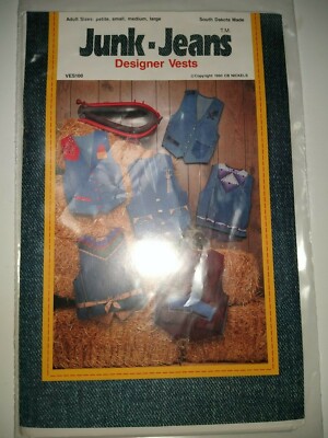 Junk-Jeans #VES100 Sewing Pattern ''Designer Vests'' Recycled Jeans Szs P/S/M/L UC