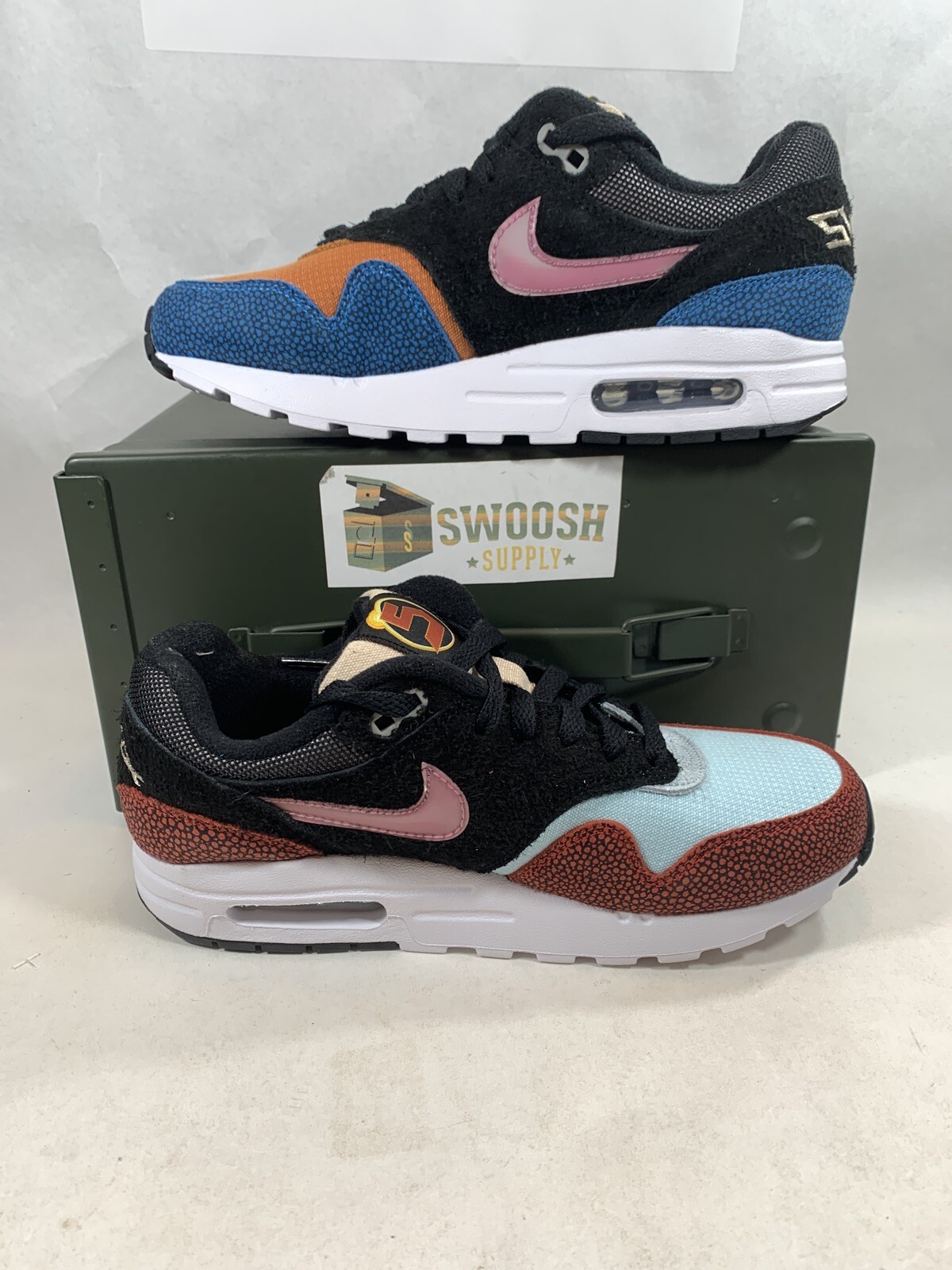Nike Air Max 1 GS Swipa DeAaron Fox Orange Blue Red Black CJ9888-001 Size  4.5Y: купить с доставкой из США, цена 11 694 руб - (303911137881)