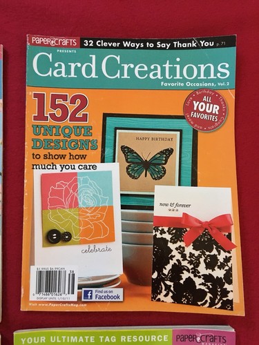 Lot of 4 Paper Crafts! Magazines 2-Card, 1 Party, 1 Tag Creations