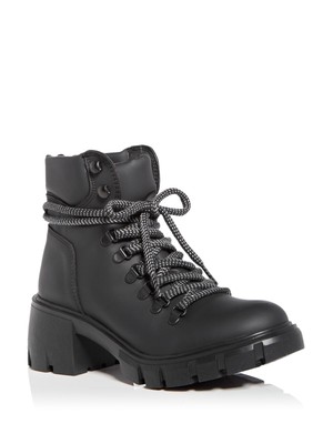 Женские армейские ботинки AQUA Womens Black 1 на платформе с круглым носком и блочным каблуком 8,5 М