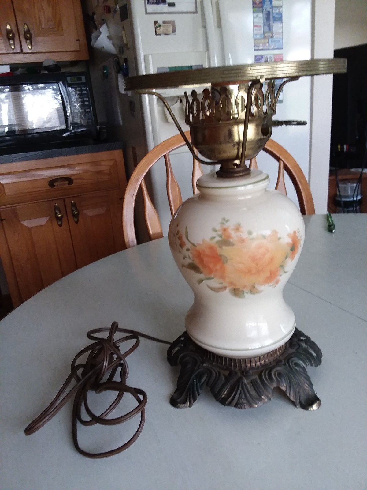 Accurate Casting Co.  hurricane lamp brass base & ceramic bottom