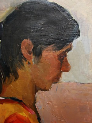 Ukrainian Soviet Oil Painting female Portrait realism girl kitchen 