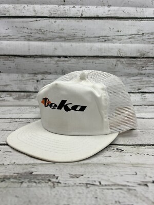 Vintage Deka Corporation Basic White Mesh Snapback Trucker Hat - Made In USA