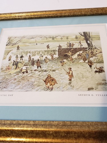 Vintage Lithograph Print Matted Framed OPENING DAY ARTHUR D. FULLER EUC VTG