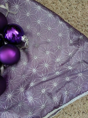 Martha Stewart Gorgeous Purple Glittered Tree Skirt, Bows, Ornaments. Beautiful