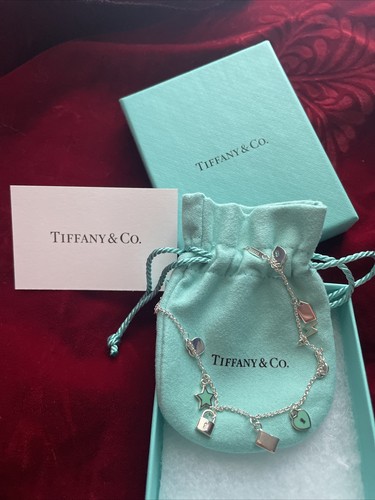 Tiffany & Co Blue Enamel Mini Multi Charm Bracelet Moon Star