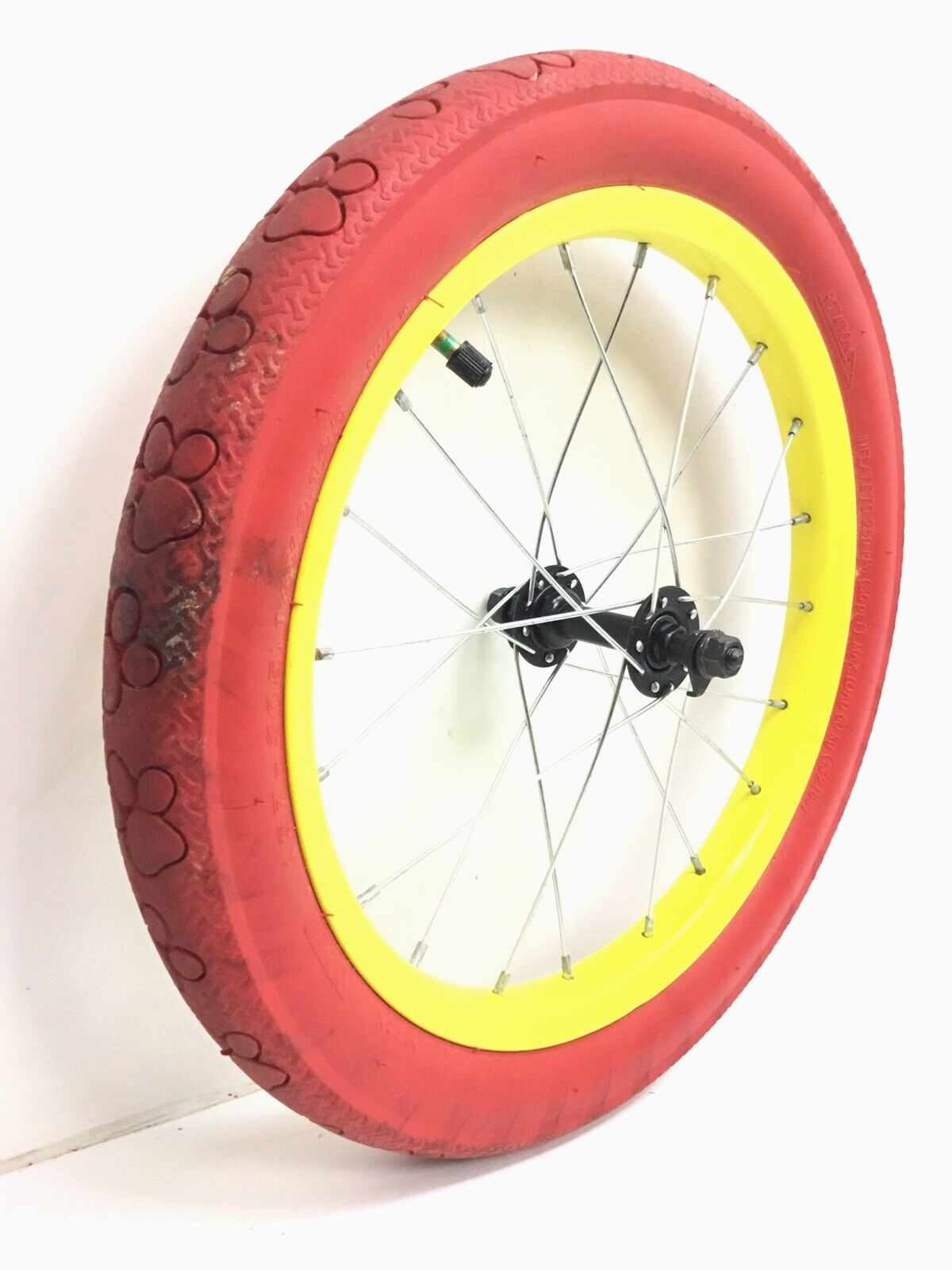 16" Bicycle Front Wheel Yellow with 2.125" Red Tire Mini-BMX Kids Bike #F16Y