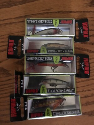 RAPALA X-RAP 04=LOT OF 5 DIFFERENT COLORED FISHING LURES==XR04
