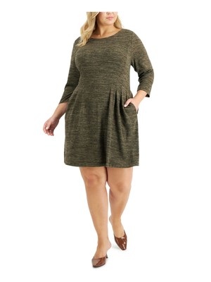 CONNECTED APPAREL Womens Jersey  3/4 Sleeve Above The Knee Sheath Dress