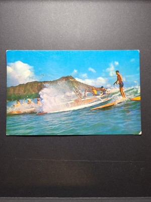 Postcard Outriggers And Surfboard Fun For All Off Diamond Head Hawaii