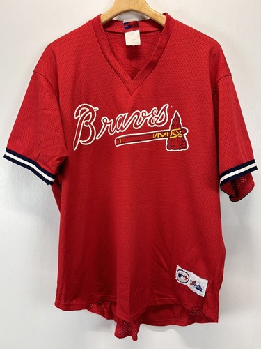 Vtg Majestic Atlanta Braves Jersey Sz XXL 2XL Men's Red Made