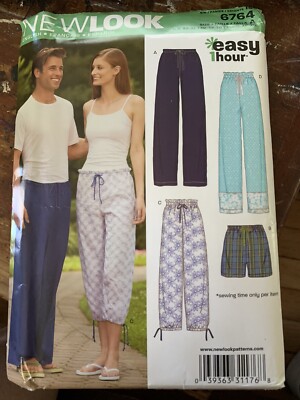 NEW LOOK 6764 Easy 1-Hour Pajama Pants & Shorts Sewing Pattern (XS-XL) UNCUT