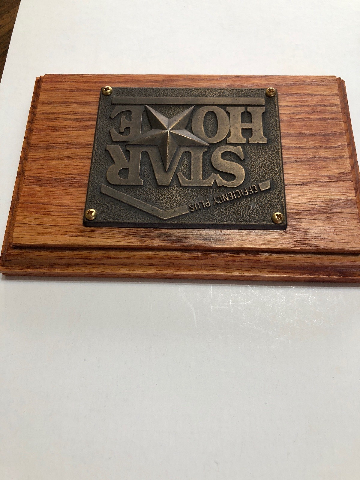 Vintage STAR HOMES Brass Tag with Custom made Oak Frame