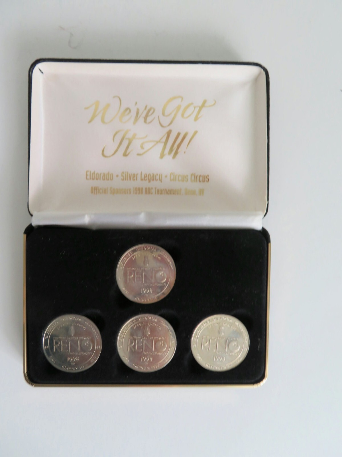 4-Coin Set We've Got It All! 1998 ABC Tournament Reno NV 4-Coin Set We've Got It All! 1998 ABC Tournament Reno NV