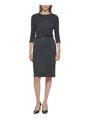 

CALVIN KLEIN Женское серое платье-футляр с рукавом 3/4 и рукавами 3/4 до колена серого цвета, Серый