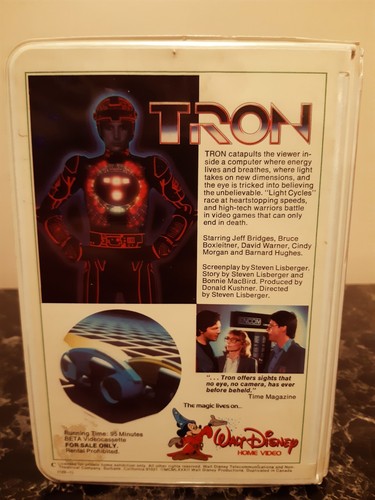 Disney Tron 1982 Betamax Beta Tape Clamshell Case - Very Good Condition