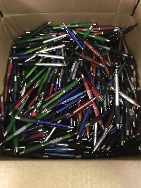 Bulk Lot Of 100 Pens - Misprint Plastic Retractable Ball Point Pens With Stylus