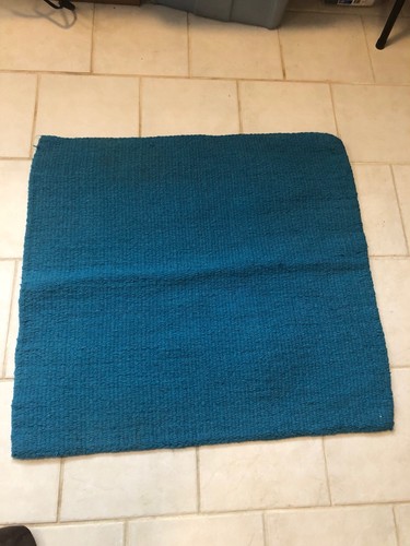 Hand Loom Hand Woven Wool Poly Teal Blue Western Saddle Blanket 34” X 36” Preow