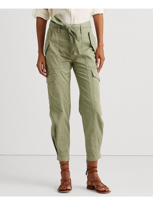 

LAUREN RALPH LAUREN Женские зеленые брюки-карго из твила с поясом, Зеленый, 200851835005