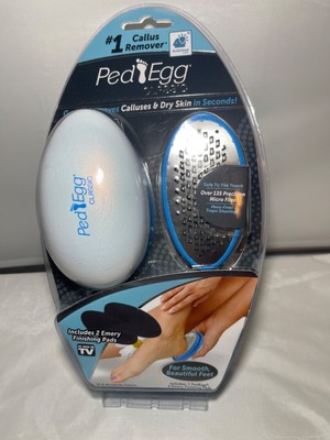PedEgg Original Ergonomic Foot File Callus Remover & 2 Emery Finishing Pads