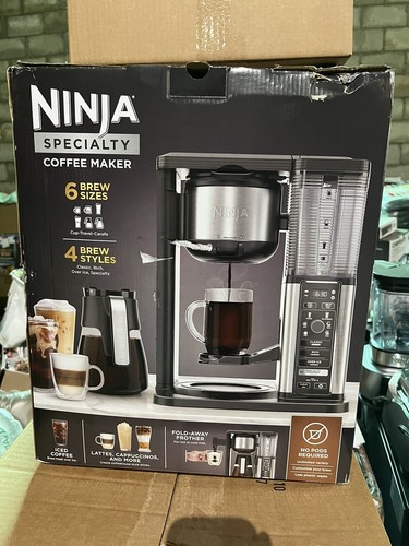 Ninja CM401 Specialty Fold Away Frother Coffee Maker with glass carafe